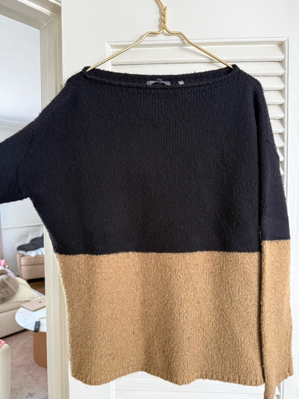 Vince Black and Camel Colorblock Women's Sweater